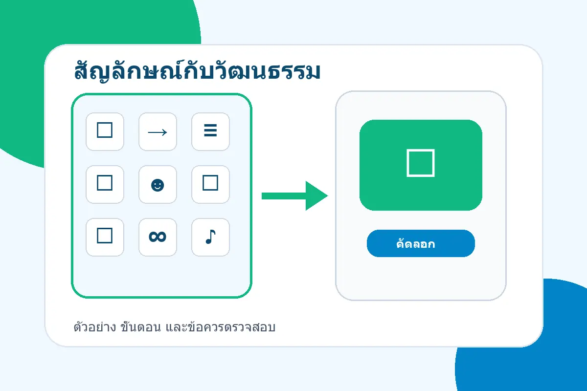 ภาพสรุปแนวทางจากบทความ สัญลักษณ์กับบริบททางวัฒนธรรม ก่อนใช้ควรรู้อะไรบ้าง